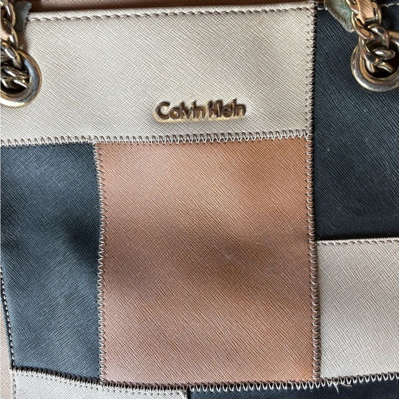 Calvin Klein Patchwork Tote - Tan, Black, Cream - Picture 3 of 4